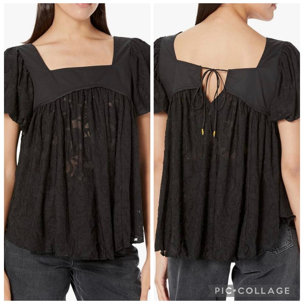 Free People Sunrise to Sunset Top Washed Black